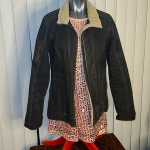 Kuhl Burr Jacket Size Small Brown Vintage Patina Dye with Fleece Collar
